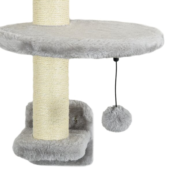 PawHut Cat Shelves Fit Cat Up to 5kg, 3-Piece Set with Hammock, Jumping Platform, Ladder, Scratching Post, Safe for Cats to Play, Grey Aosom UK