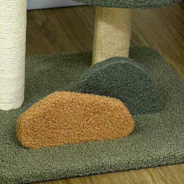 PawHut Compact Cat Tree: Scratching Posts, Dual Beds & Play Ball for Kittens, Space-Saving Design, 43 x 39 x 52cm, Grey Aosom UK