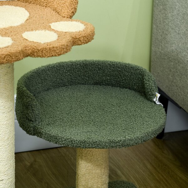 PawHut Compact Cat Tree: Scratching Posts, Dual Beds & Play Ball for Kittens, Space-Saving Design, 43 x 39 x 52cm, Grey Aosom UK