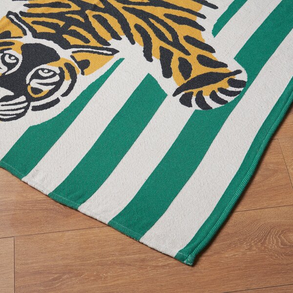 Green Stripe Tiger Jaquard Throw Blanket