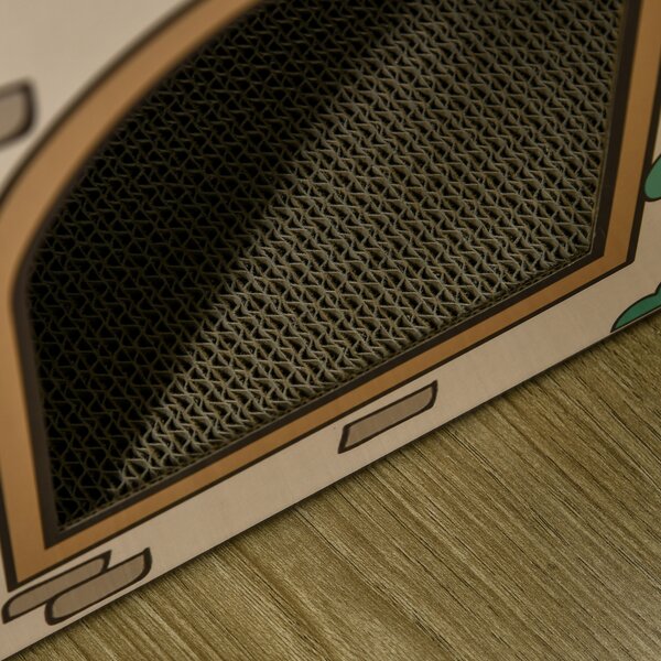 PawHut Two-In-One Cat House, Cat Scratching Board with Scratcher, Catnip, Cat Cardboard Scratcher for Indoor Cats Aosom UK