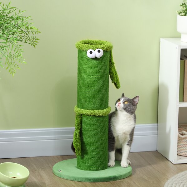 PawHut 63cm Tall Cat Scratching Post for Indoor Cats with Sisal Rope Cover, Large Base Aosom UK