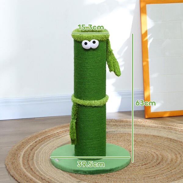PawHut 63cm Tall Cat Scratching Post for Indoor Cats with Sisal Rope Cover, Large Base Aosom UK