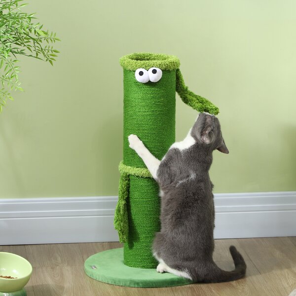 PawHut 63cm Tall Cat Scratching Post for Indoor Cats with Sisal Rope Cover, Large Base Aosom UK