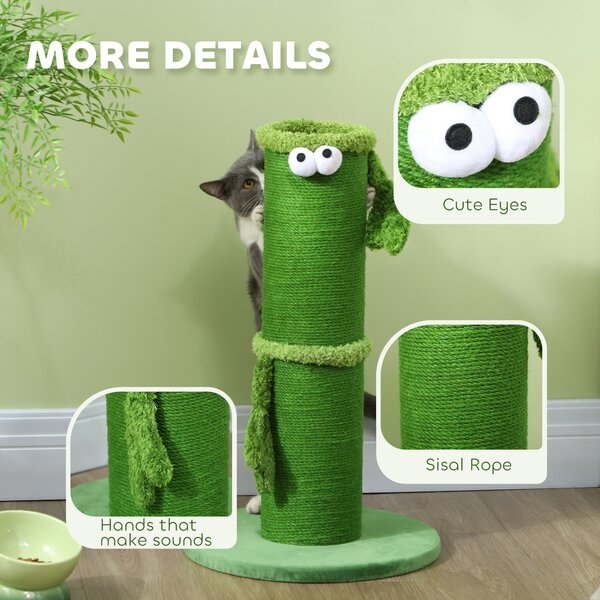 PawHut 63cm Tall Cat Scratching Post for Indoor Cats with Sisal Rope Cover, Large Base Aosom UK