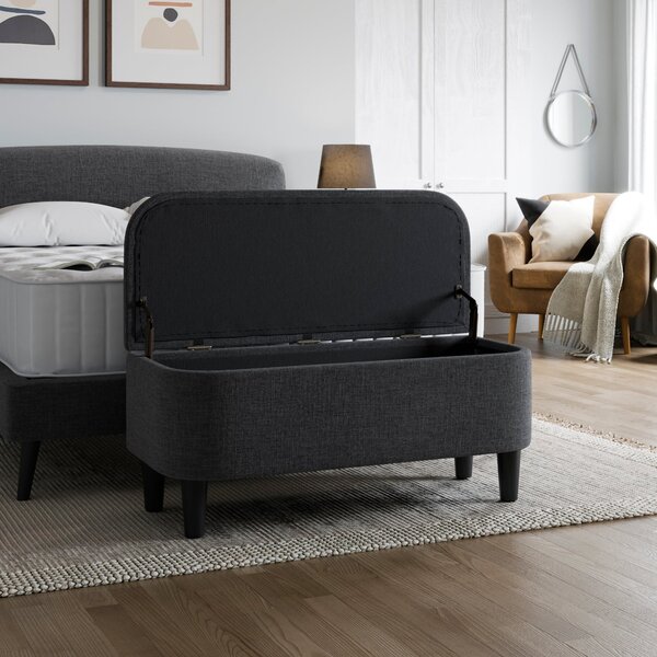 Modern Curves Woven End of Bed Storage Ottoman