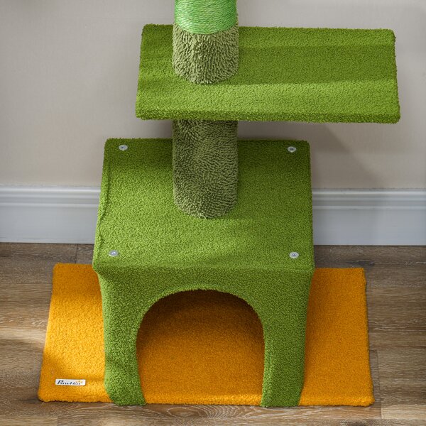 PawHut 230-275cm Floor-to-Ceiling Adjustable Cat Tree with Scratching Posts, Hammock Aosom UK