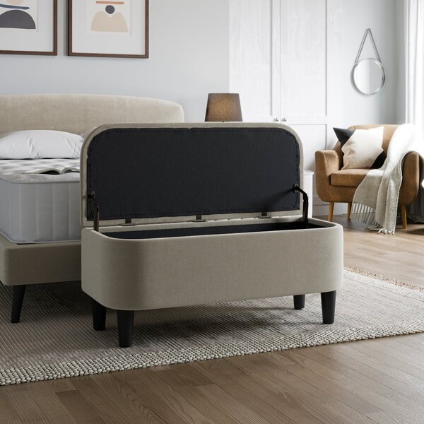 Modern Curves Woven End of Bed Storage Ottoman