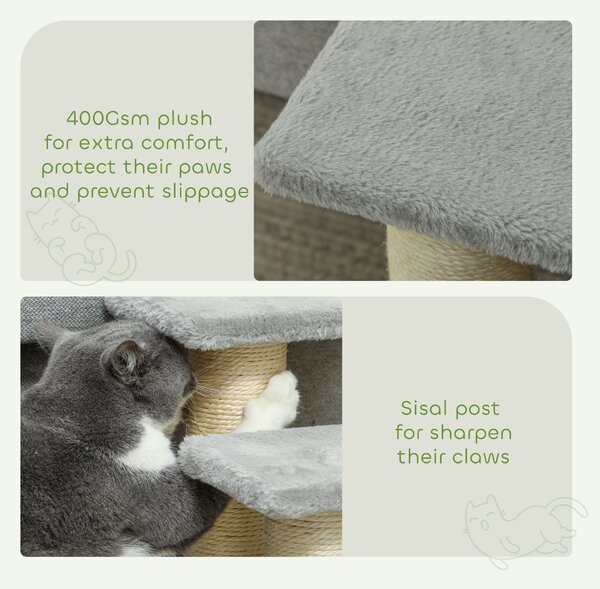 PawHut Pet Stairs 3-step Pet Ladder Cat dog Stairs Climb Ladder Cat Tree, Grey