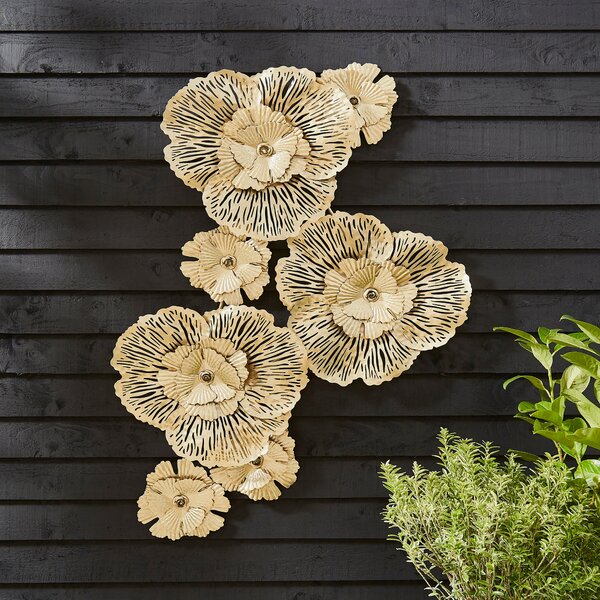 Luxe Floral Gold Metal Wall Art