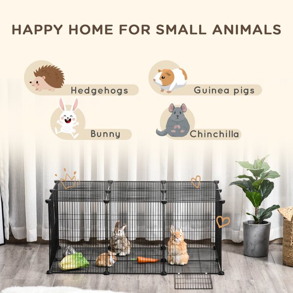 PawHut DIY Pet Playpen, Small Animal Metal Cage with Door, 22 Pieces, for Bunny, Chinchilla, Hedgehog, Guinea Pig Aosom UK