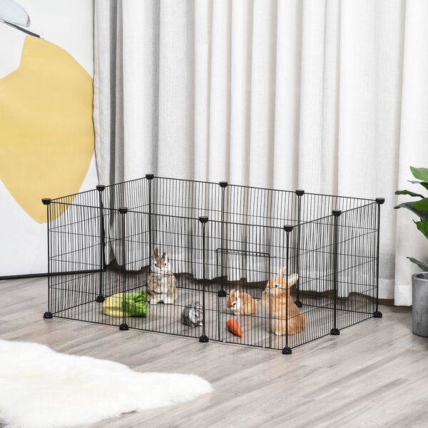 PawHut DIY Pet Playpen, Small Animal Metal Cage with Door, 22 Pieces, for Bunny, Chinchilla, Hedgehog, Guinea Pig Aosom UK