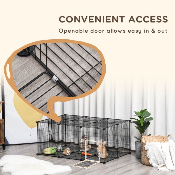 PawHut DIY Pet Playpen, Small Animal Metal Cage with Door, 22 Pieces, for Bunny, Chinchilla, Hedgehog, Guinea Pig Aosom UK