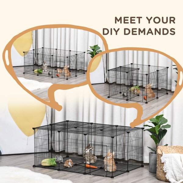 PawHut DIY Pet Playpen, Small Animal Metal Cage with Door, 22 Pieces, for Bunny, Chinchilla, Hedgehog, Guinea Pig Aosom UK