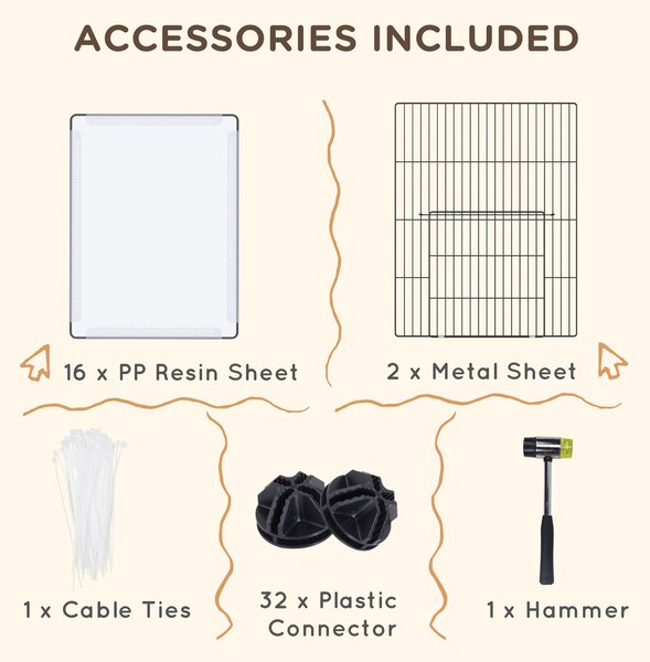 PawHut Small Pet Playpen: DIY 18-Panel Portable Metal Wire Cage for Guinea Pigs & Hedgehogs, 175x70x45cm, White Aosom UK