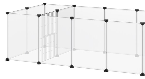 PawHut Small Pet Playpen: DIY 18-Panel Portable Metal Wire Cage for Guinea Pigs & Hedgehogs, 175x70x45cm, White Aosom UK