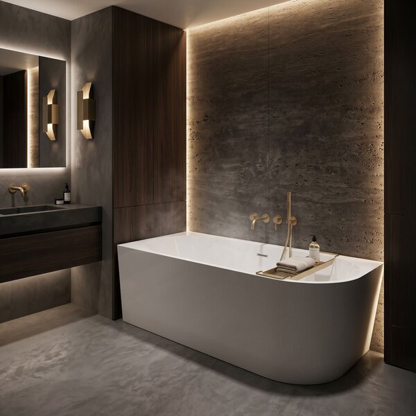 Corner Acrylic Bathtub REA Bellanto Slim 150 Left