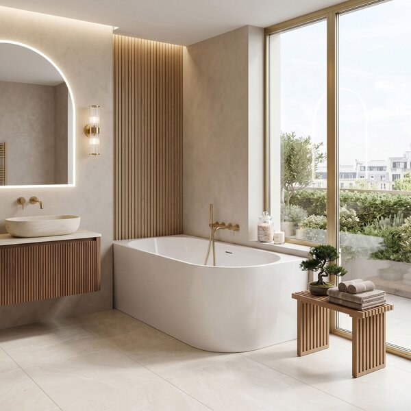 Corner Acrylic Bathtub REA Bellanto Slim 150 Left