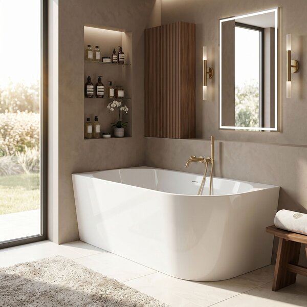 Corner Acrylic Bathtub REA Bellanto Slim 150 Left