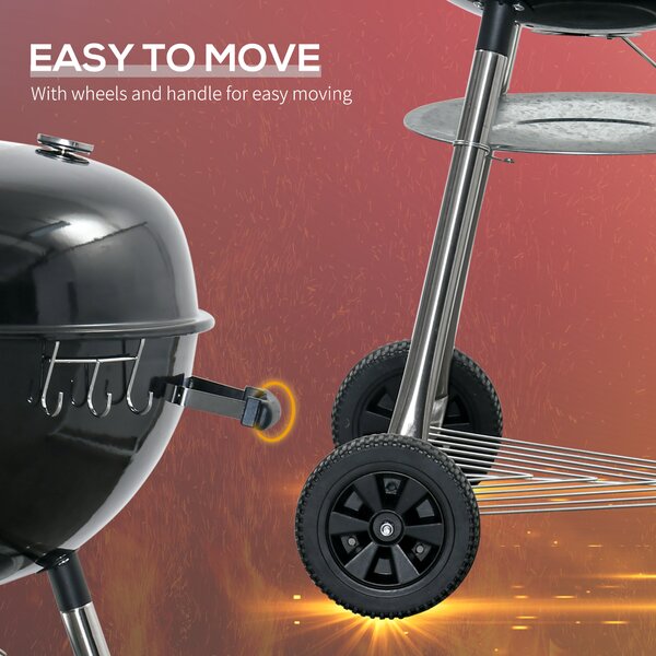Outsunny Portable Kettle Charcoal Grill - Black