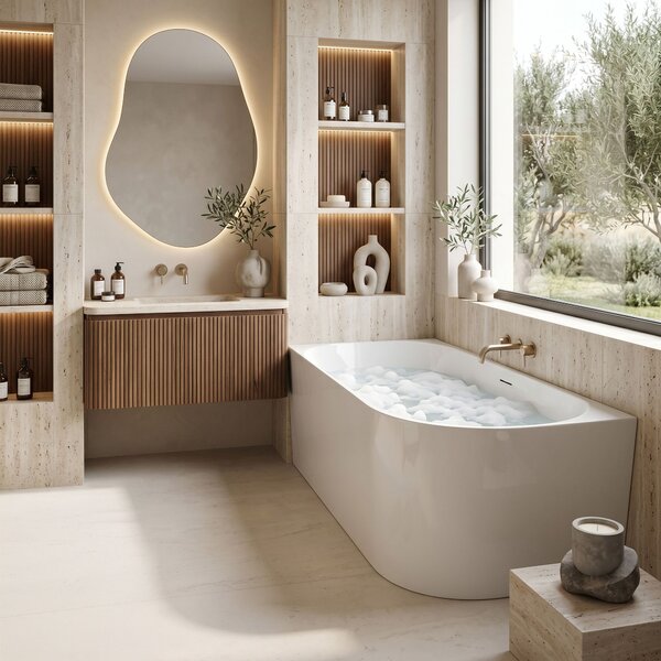 Corner Acrylic Bathtub REA Bellanto Slim 150 Left