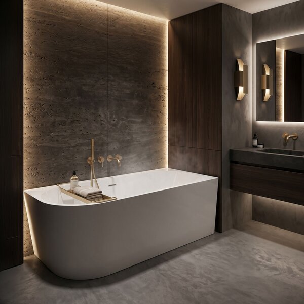 Corner Acrylic Bathtub REA Bellanto Slim 150 Right