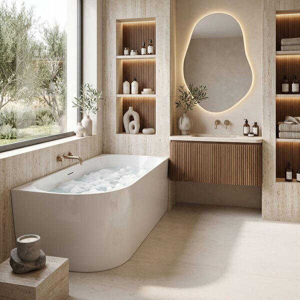 Corner Acrylic Bathtub REA Bellanto Slim 150 Right