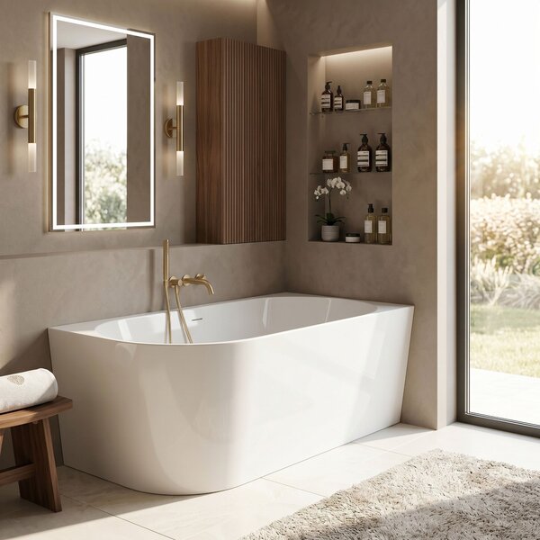Corner Acrylic Bathtub REA Bellanto Slim 150 Right