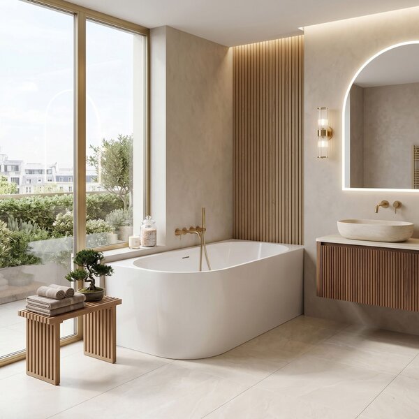 Corner Acrylic Bathtub REA Bellanto Slim 150 Right