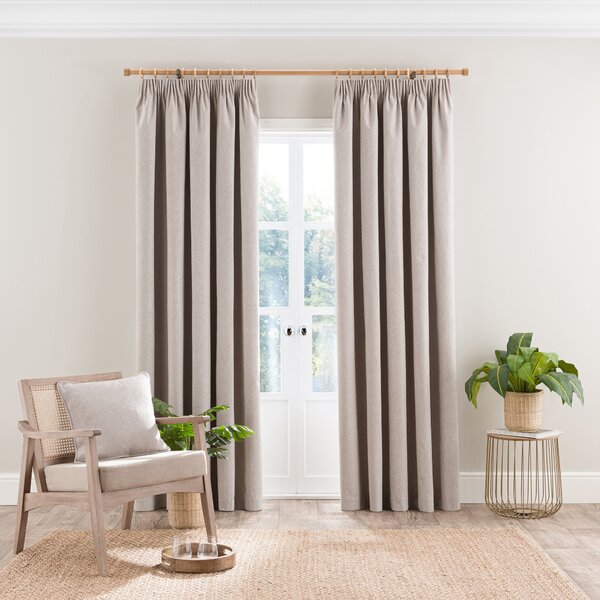 Luna Brushed Blackout Pencil Pleat Curtains