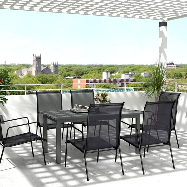 Outsunny Aluminium Extending Garden Table with Slatted Top for 6-8 Person, 160/220 x 90 x 73 cm, Grey
