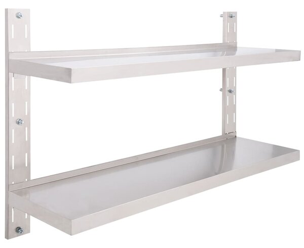 2-Tier Floating Wall Shelf Stainless Steel 120x30 cm