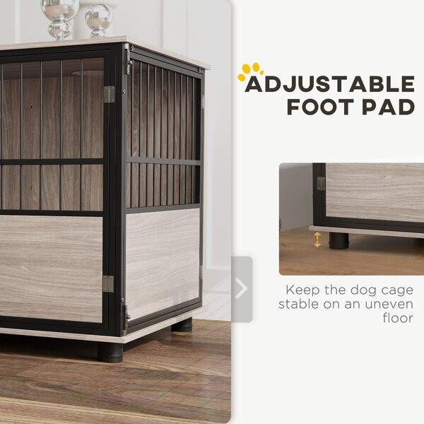 PawHut XL Dog Crate Dog Cage End Table Indoor with 3 Doors Soft Washable Cushion, for Large Sized Dogs, 80cm Aosom UK