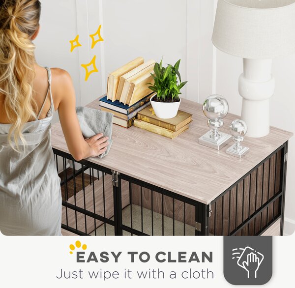 PawHut XL Dog Crate Dog Cage End Table Indoor with 3 Doors Soft Washable Cushion, for Large Sized Dogs, 80cm Aosom UK
