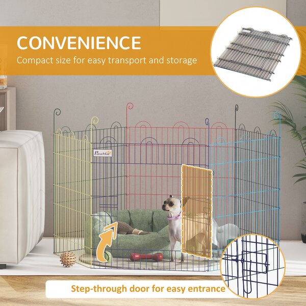 PawHut Pet Playpen: Six-Panel Crate with Door, Versatile for Indoor & Outdoor Use, Easy Assembly Aosom UK
