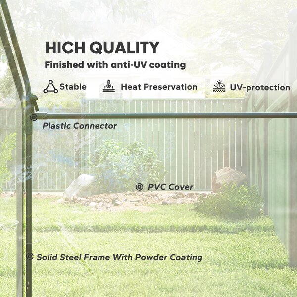 Outsunny Walk In PVC Greenhouse Garden Outdoor Flower Planter Steel Frame w/ Zipped Door & Window 180 x 100 x 168CM White