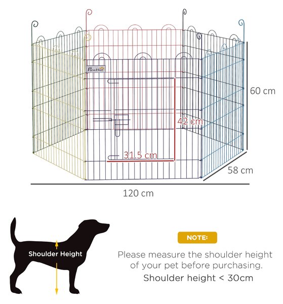 PawHut Pet Playpen: Six-Panel Crate with Door, Versatile for Indoor & Outdoor Use, Easy Assembly Aosom UK