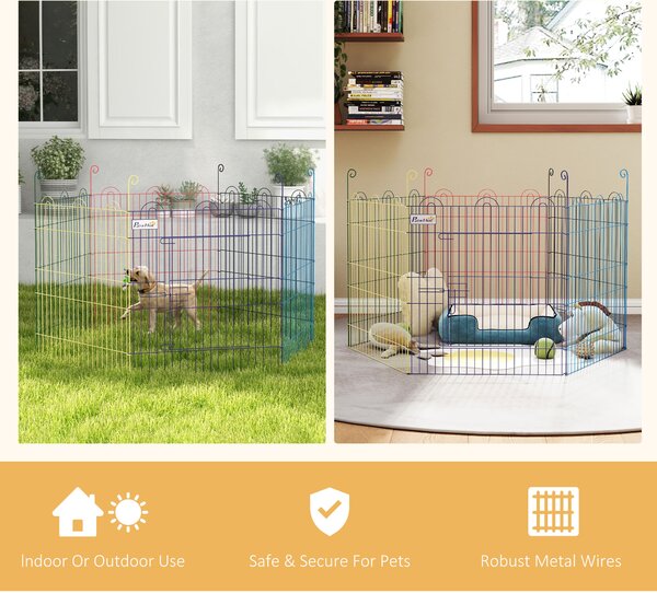 PawHut Pet Playpen: Six-Panel Crate with Door, Versatile for Indoor & Outdoor Use, Easy Assembly Aosom UK