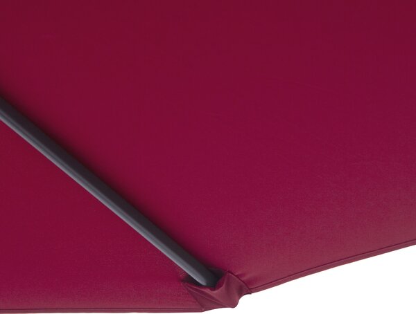 Outsunny 3(m) Garden Banana Parasol Hanging Cantilever Umbrella with Crank Handle and Cross Base for Outdoor, Sun Shade, Wine Red
