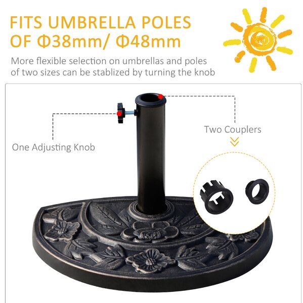 Outsunny Elegant Parasol Base: Heavy-Duty, Weather-Resistant Resin, Stylish Bronze Design