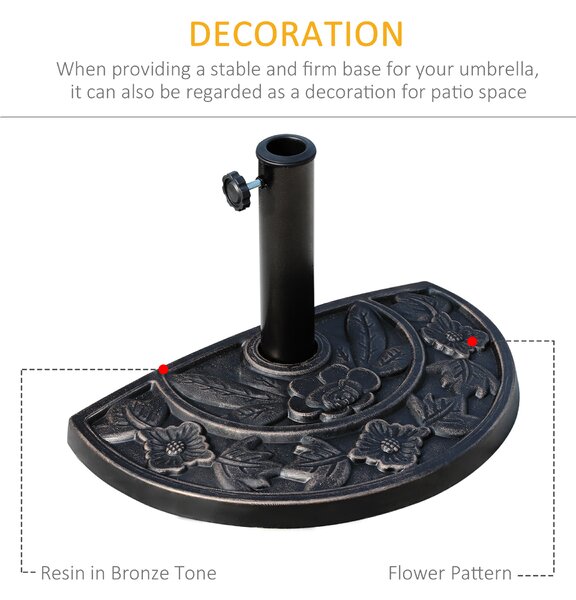 Outsunny Elegant Parasol Base: Heavy-Duty, Weather-Resistant Resin, Stylish Bronze Design