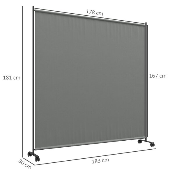 Outsunny Decorative Garden Partition Screen, 6FT Portable Privacy Screen w/ Lockable Wheels, Single Freestanding Metal Room Divider Panel Aosom UK