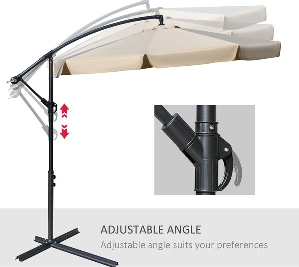 Outsunny Waterproof 2.7m Cantilever Parasol Banana Sun Umbrella with Crank Handle and Cross Base for Outdoor Hanging Sun Shade Light Brown Aosom UK