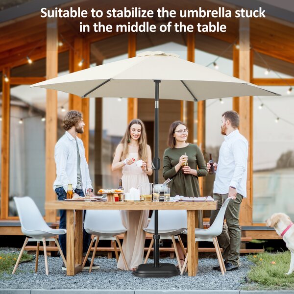 Outsunny Heavy-Duty 11kg Concrete Garden Parasol Base, Square Outdoor Umbrella Stand, Secure and Stylish, Black Aosom UK