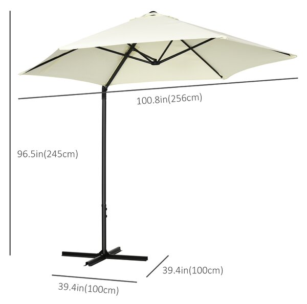 Outsunny Waterproof Cantilever Garden Parasol with 360° Rotation, Offset Roma Patio Umbrella, Sun Shade Canopy with Cross Base, Beige Aosom UK