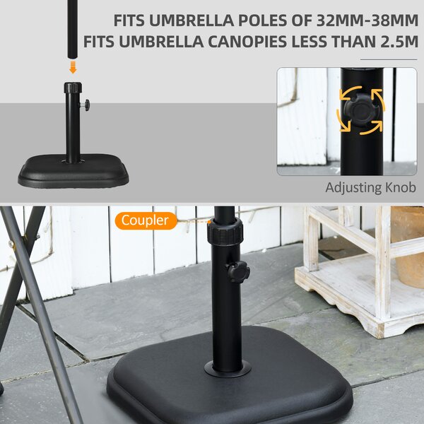 Outsunny Heavy-Duty 11kg Concrete Garden Parasol Base, Square Outdoor Umbrella Stand, Secure and Stylish, Black Aosom UK