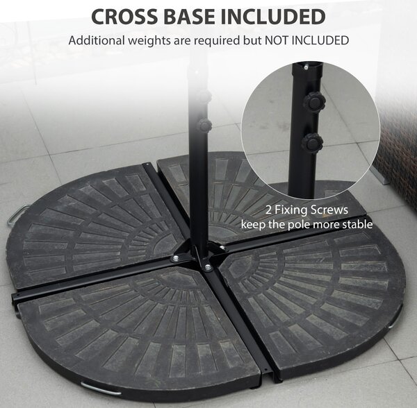 Outsunny Waterproof Cantilever Garden Parasol with 360° Rotation, Offset Roma Patio Umbrella, Sun Shade Canopy with Cross Base, Beige Aosom UK