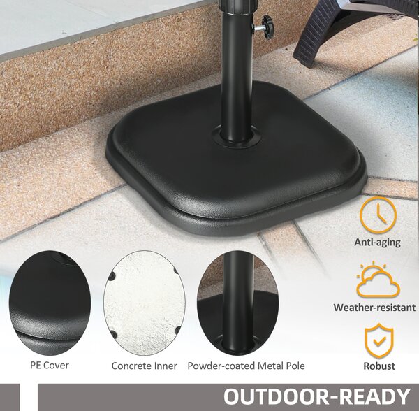Outsunny Heavy-Duty 11kg Concrete Garden Parasol Base, Square Outdoor Umbrella Stand, Secure and Stylish, Black Aosom UK