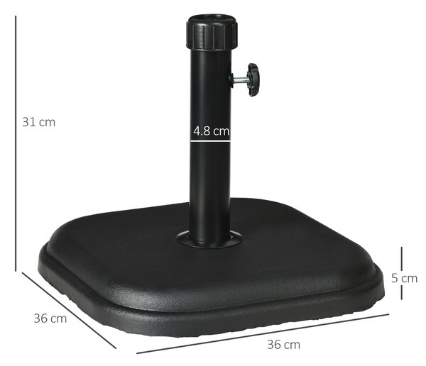 Outsunny Heavy-Duty 11kg Concrete Garden Parasol Base, Square Outdoor Umbrella Stand, Secure and Stylish, Black Aosom UK
