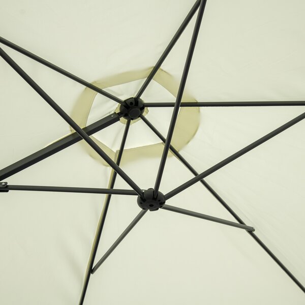 Outsunny Waterproof Cantilever Garden Parasol with 360° Rotation, Offset Roma Patio Umbrella, Sun Shade Canopy with Cross Base, Beige Aosom UK